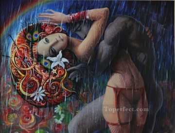 rain lovers Fantasy Oil Paintings